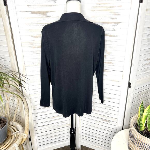 MISOOK Women's Size Petite Large Open Front Collared Knit Blazer Black Career - Picture 10 of 12